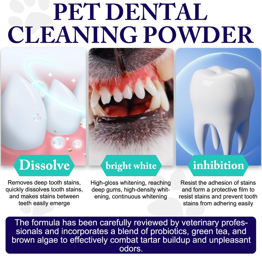 KZUO Poudre Dentaire chien probiotiques pour une meilleure hygiène buccale.