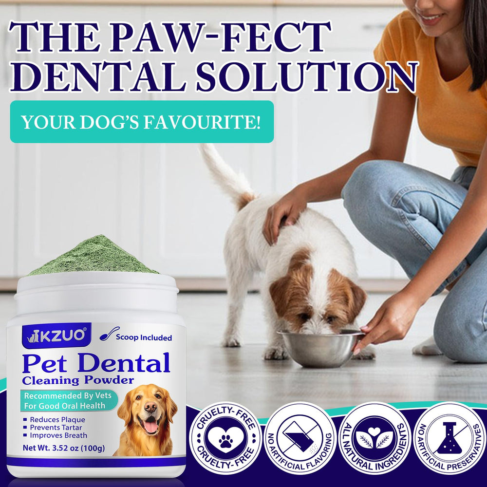 KZUO Poudre Dentaire utilisation quotidienne simplifiée pour chien et chat.