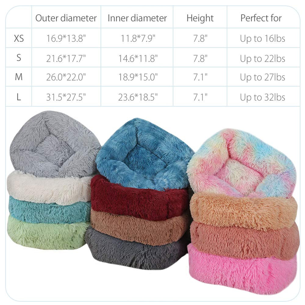 La La Pet Donut Bed taille variée adaptée pour chats et petits chiens.