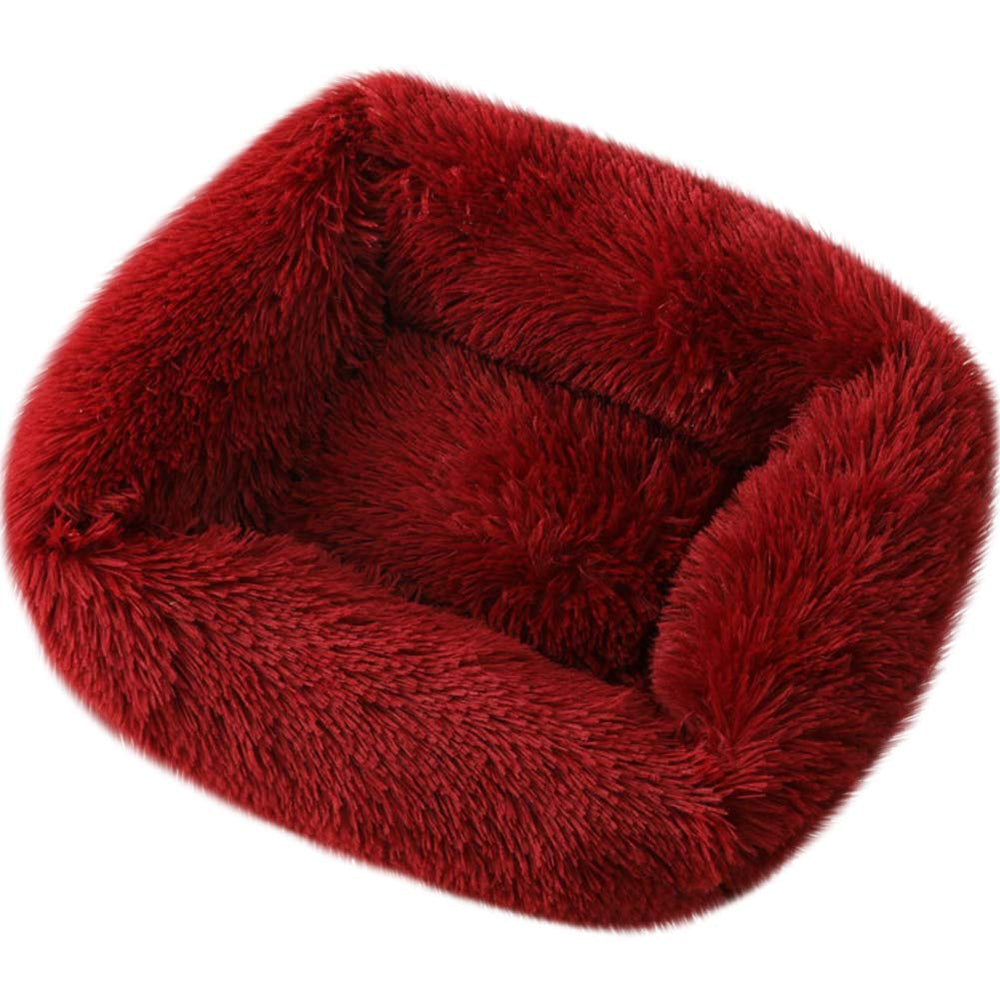 Lit donut La La Pet rouge offrant un cocon douillet pour chats et petits chiens.