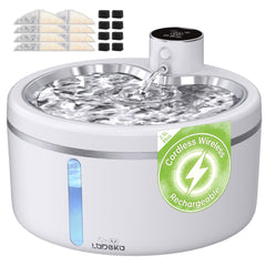 LABEKA fontaine-eau-chat-sans-fil montre le design sans fil pour hydratation pratique.