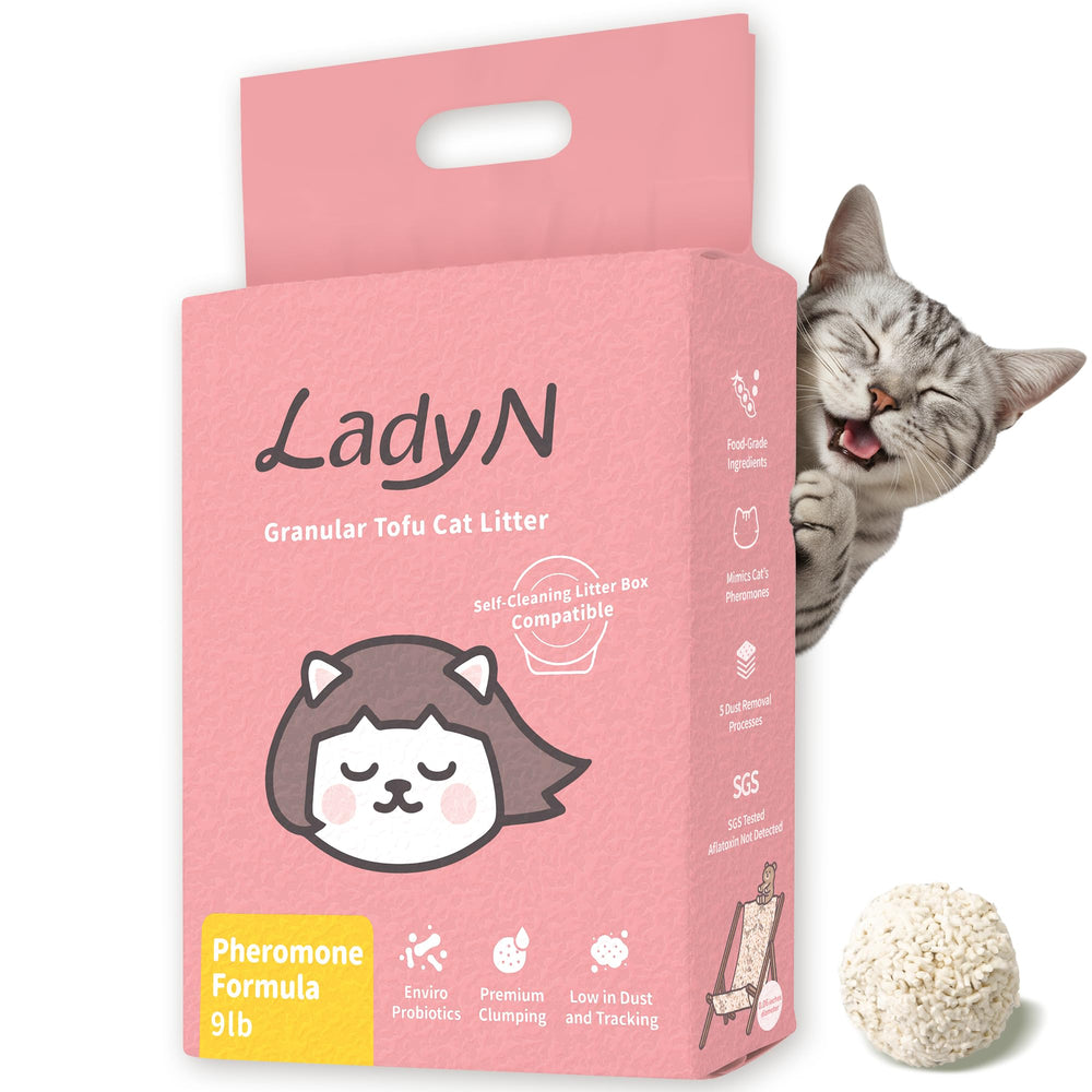 Lady N litière au tofu Attirante pour chats, emballage pratique.