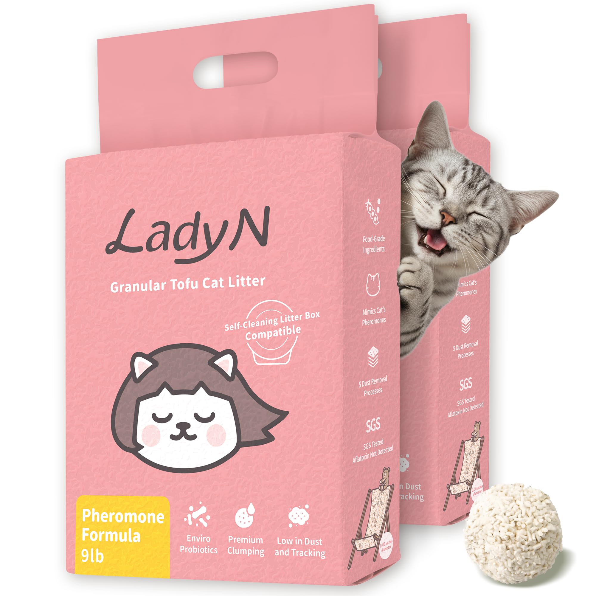 Lady N Litière Chat Attract ToFu Emballage, idéal pour démarrer l’entraînement du chat