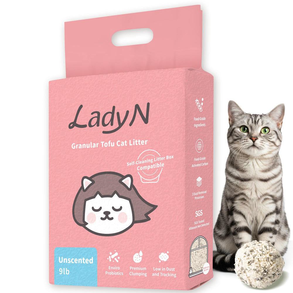 Lady N litière tofu mini-pellets: compatibilité box auto-nettoyante pour un nettoyage simplifié