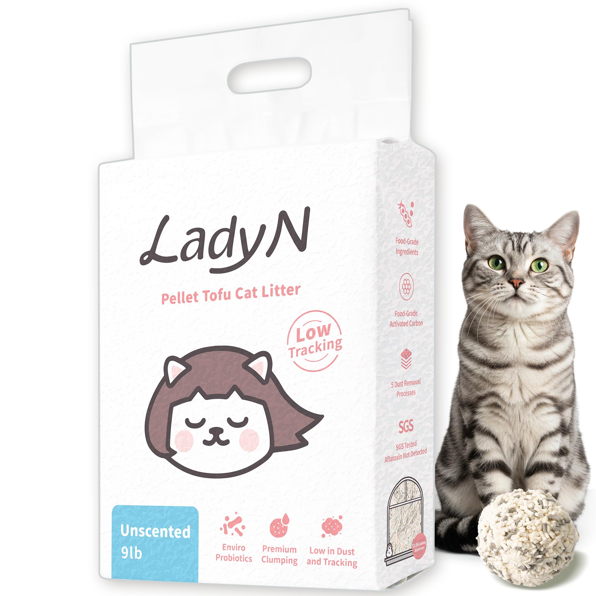 Lady N Pellet Tofu Chat — mottes rapides facilitant le nettoyage du bac