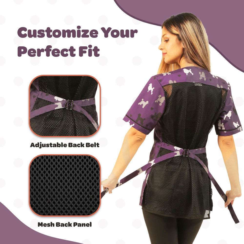 Ceinture dorsale ajustable offrant un maintien personnalisé pendant le toilettage.