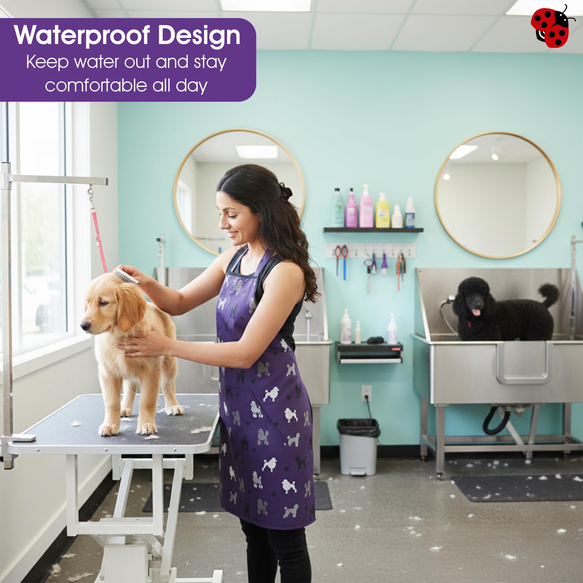 Tablier Ladybird Line ideal pour cliniques veterinaries et salons pro