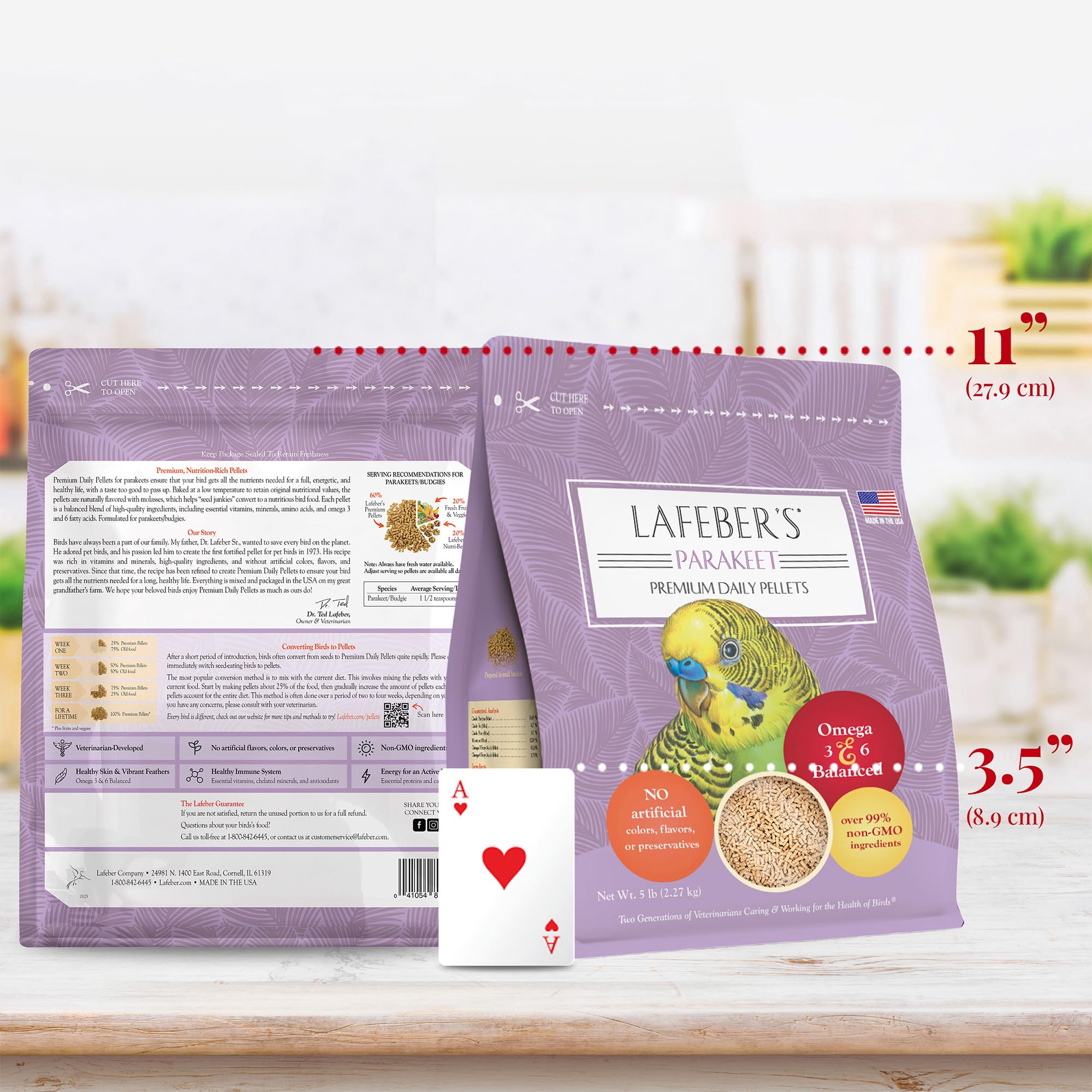 LAFEBER'S fabriqué aux États-Unis dans petites séries pour perroquet ondule.