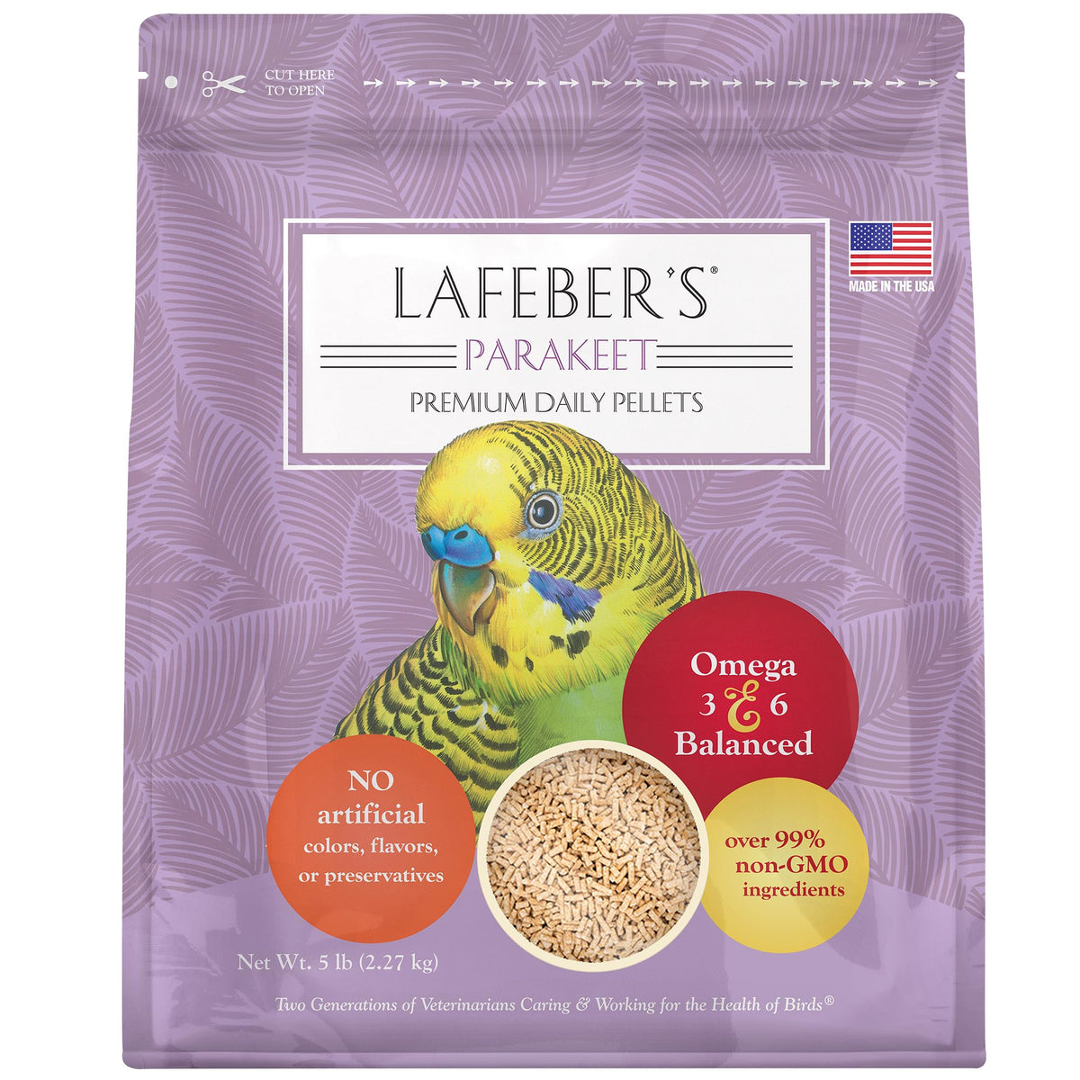 LAFEBER'S granulés régime quotidien pour perroquet ondule, emballage pratique.
