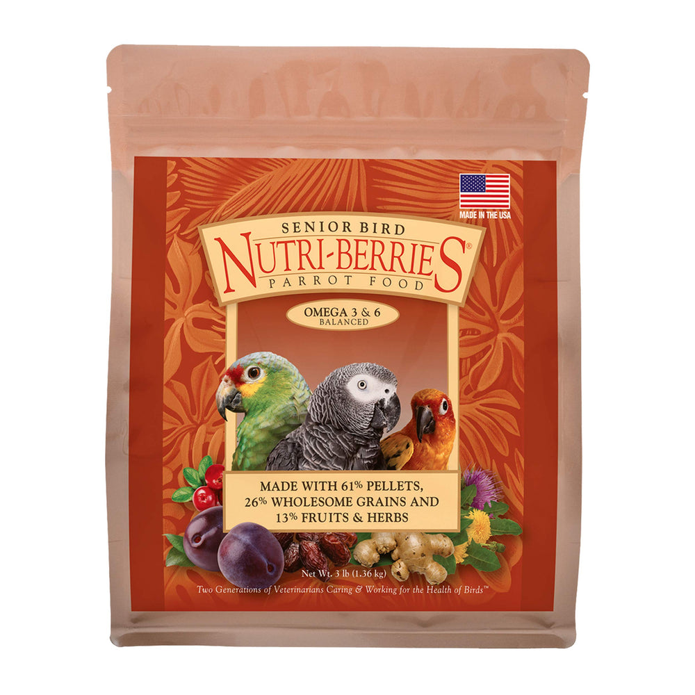 LAFEBER'S Nutri-Berries Senior: emballage clair et assurance qualité non-OGM.