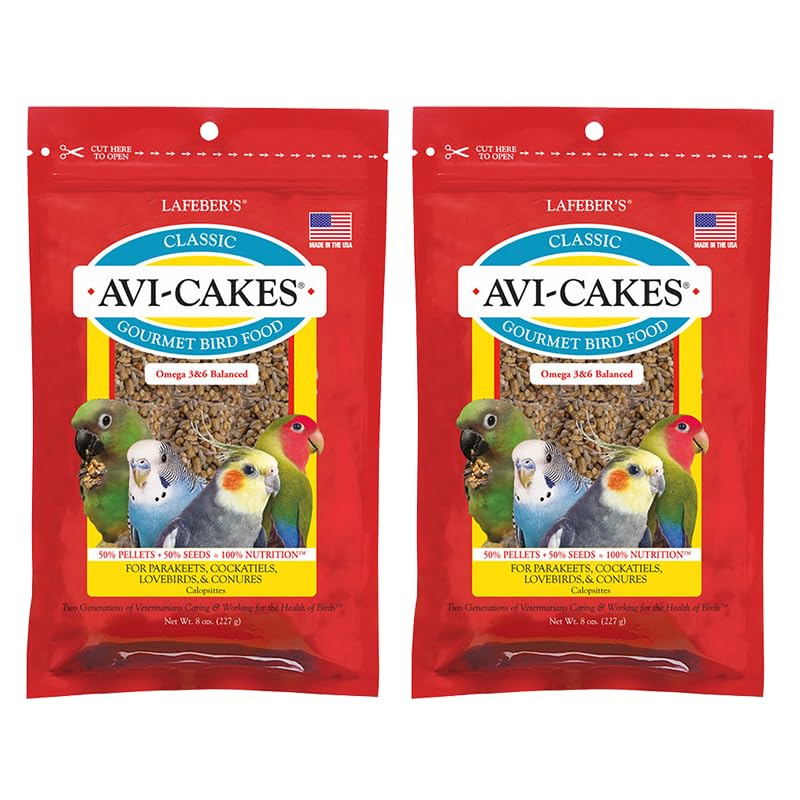 Présentation LAFEBER'S Avi-Cakes: ensemble 2x8 oz pour calopsittes et conures.