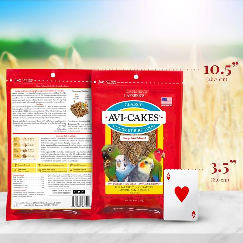 Fiche nutrition de LAFEBER'S Avi-Cakes illustrant les principaux bénéfices.