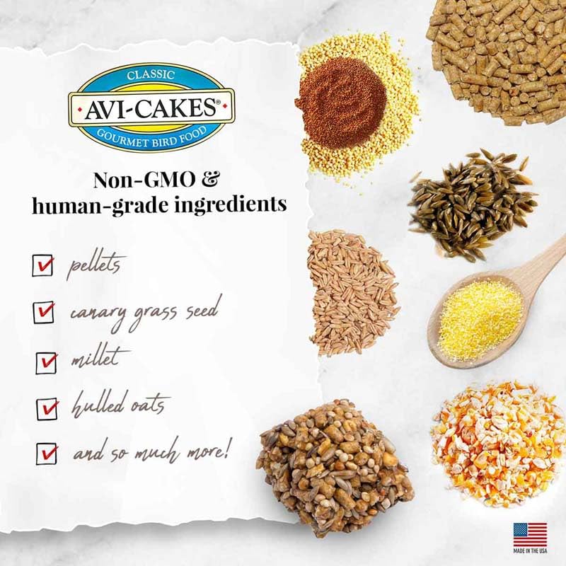 Ingrédients non-OGM et de qualité alimentaire dans Avi-Cakes.