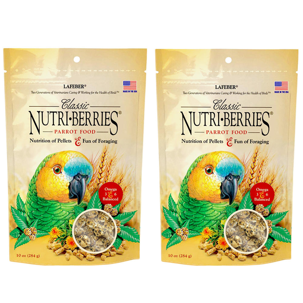 LAFEBER'S Nutri-Berries dans un sac pratique pour perroquets à stocker facilement.