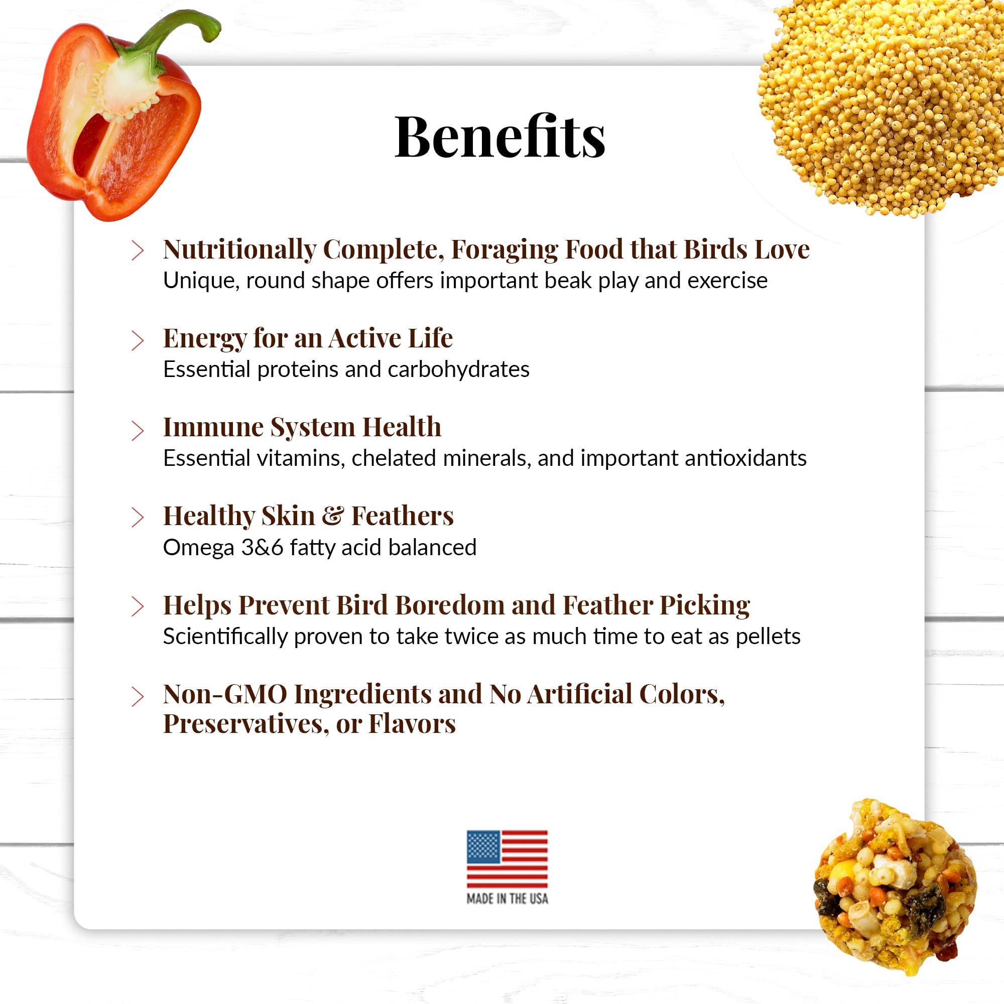 LAFEBER'S El Paso Nutri-Berries forme ronde stimulant l’exploration alimentaire des oiseaux