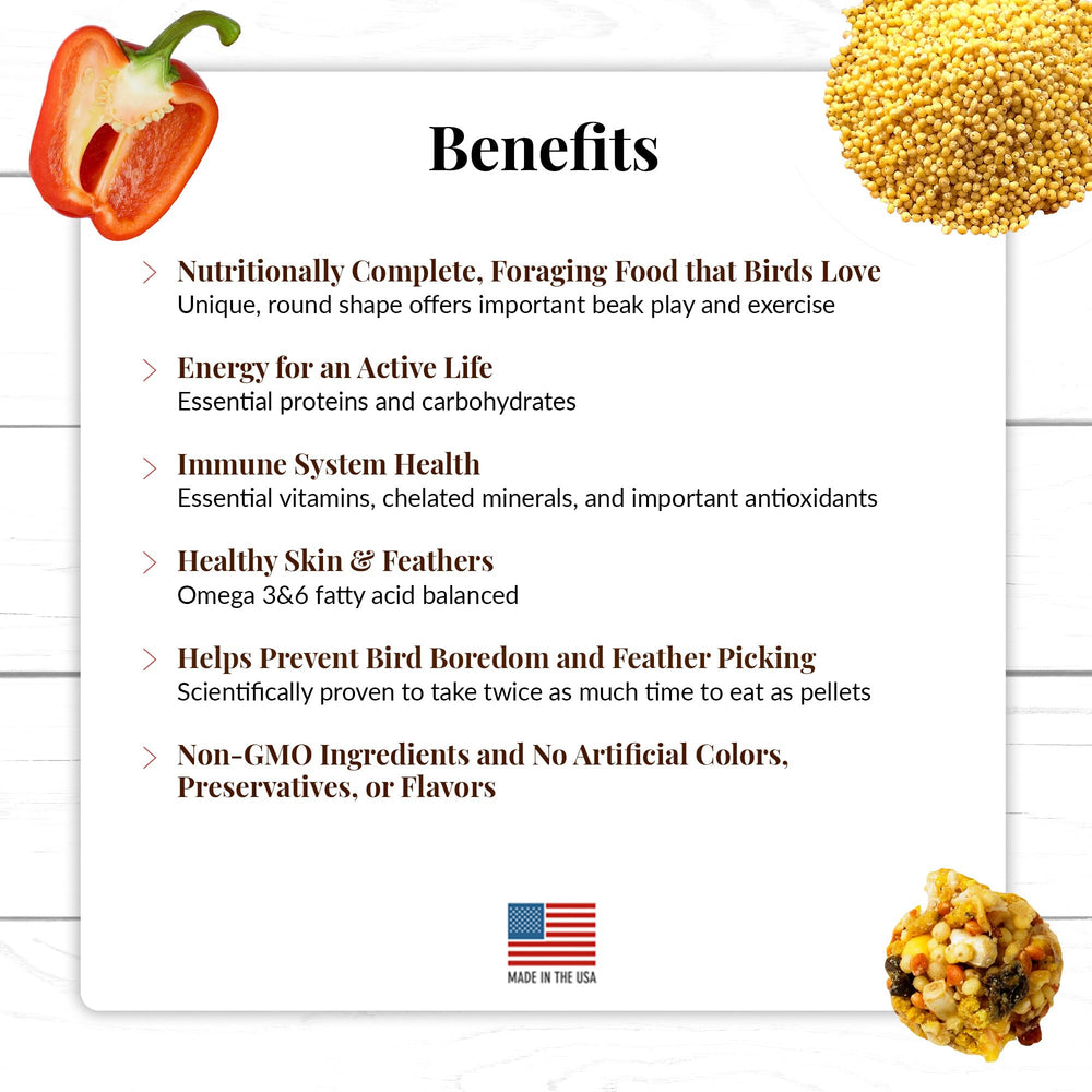 LAFEBER'S El Paso Nutri-Berries forme ronde stimulant l’exploration alimentaire des oiseaux