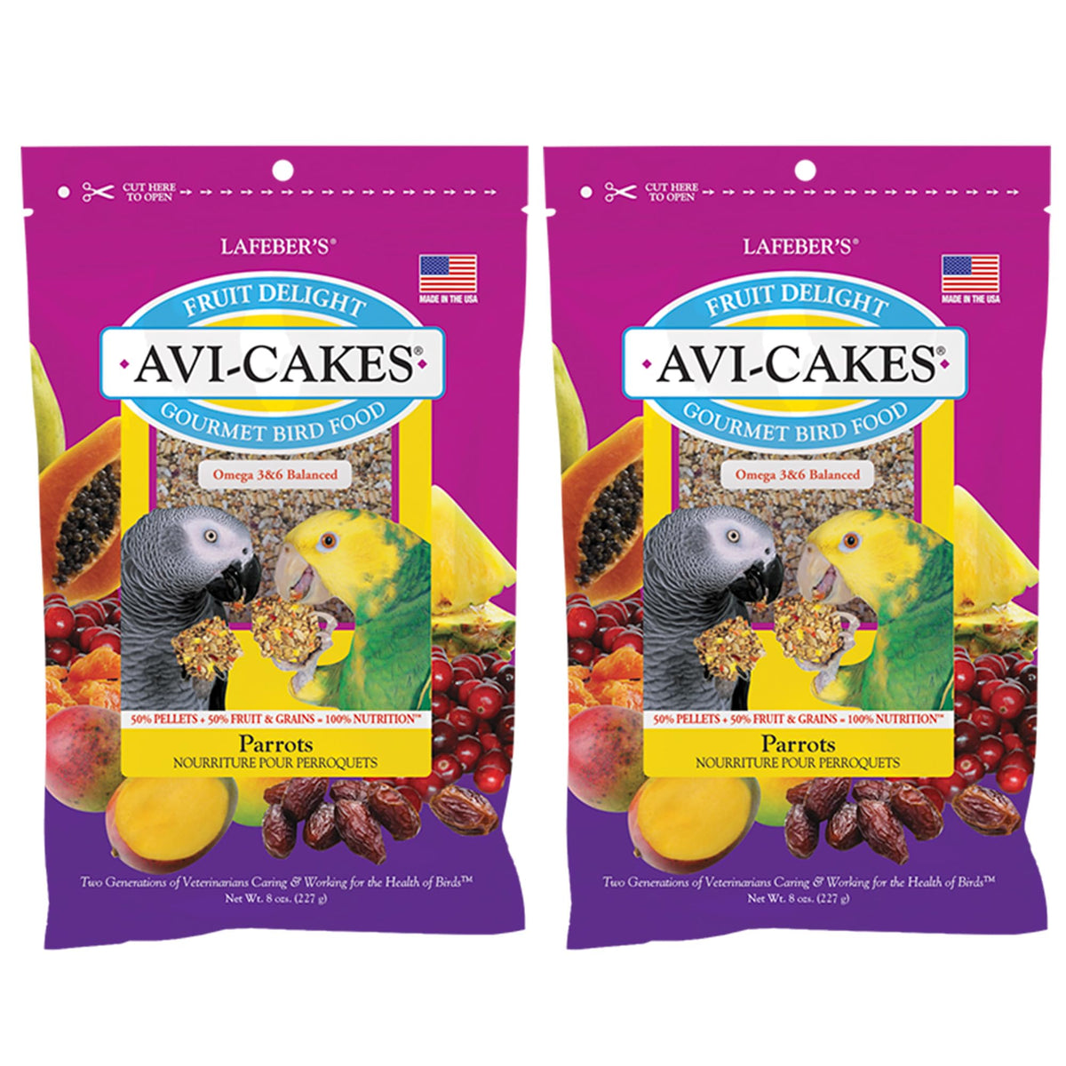 LAFEBER'S Fruit Delight Avi-Cakes, paquet de 2, pour perroquets savoureux et équilibrés.