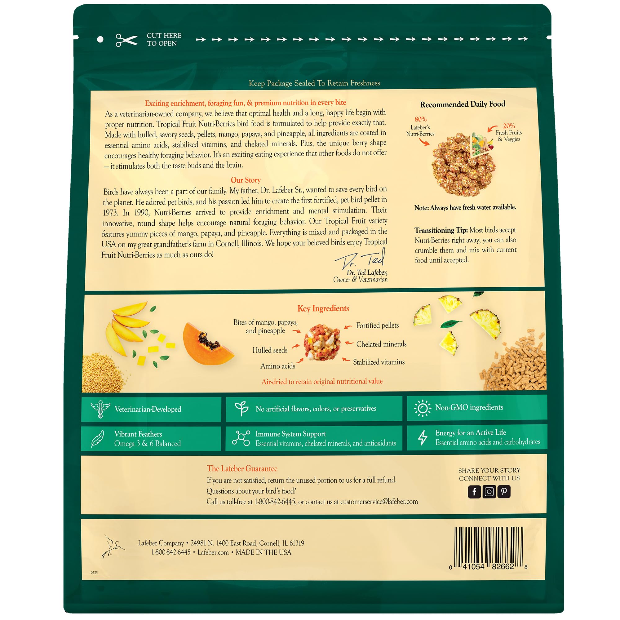 LAFEBER'S Nutri-Berries pour macaws et cockatoos, dégustation enrichissante