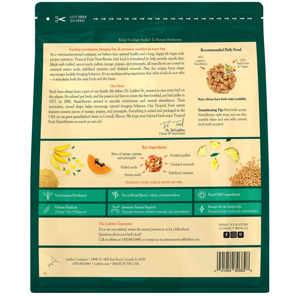 LAFEBER'S Nutri-Berries pour macaws et cockatoos, dégustation enrichissante