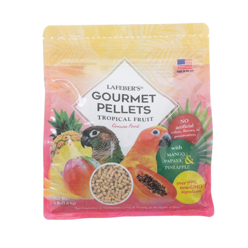 Pellets fruits tropicaux LAFEBER'S pour conure: douceur naturelle et alimentation pratique.