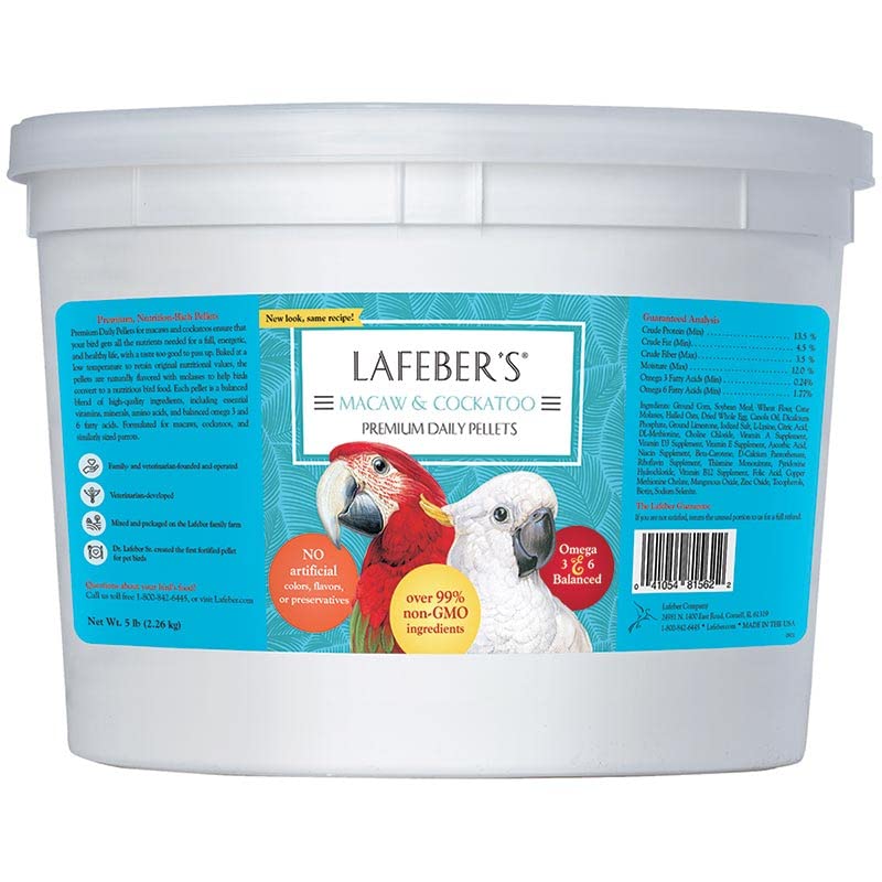LAFEBER'S pellets quotidiens pour aras macao : énergie durable et texture équilibrée.