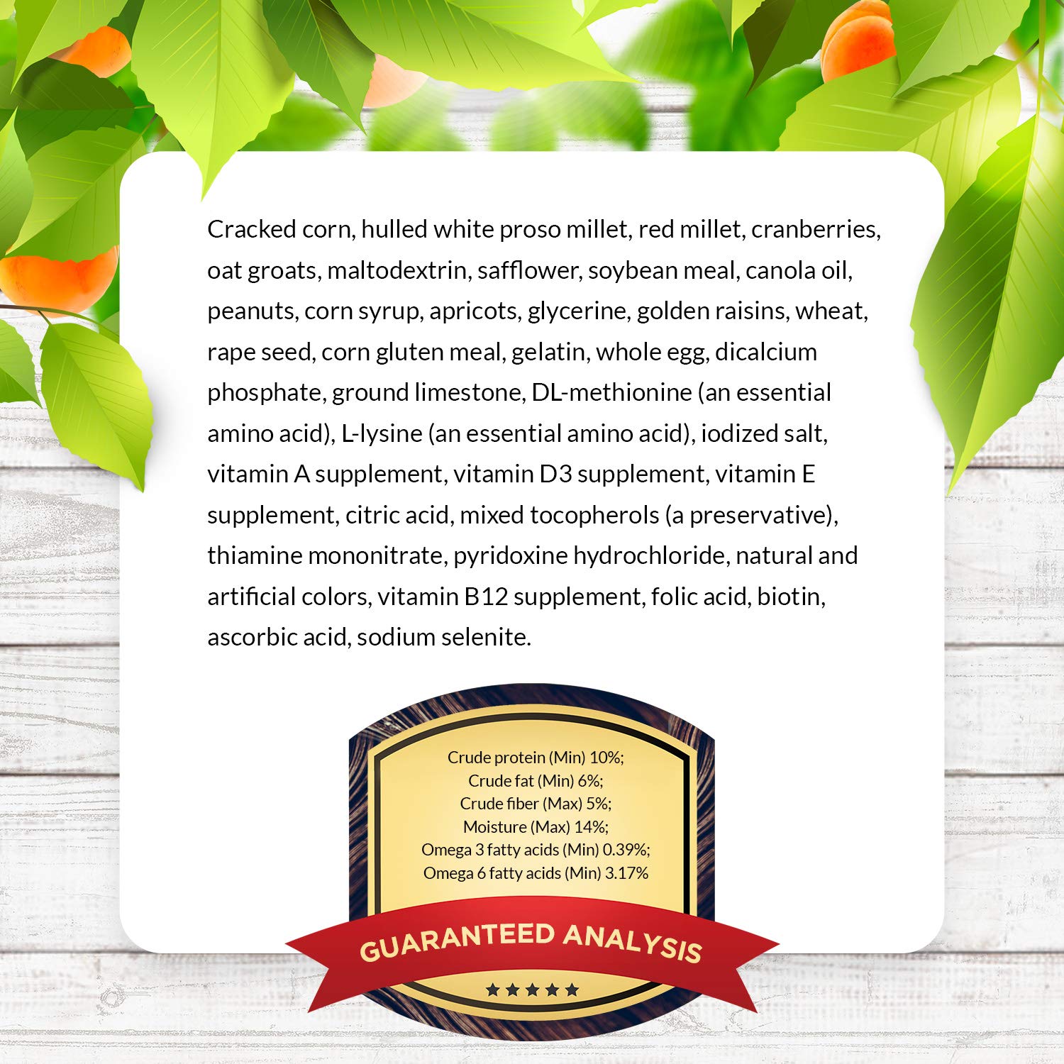 Étiquette non-OGM et qualité alimentaire humaine sur Nutri-Berries Sunny Orchard.