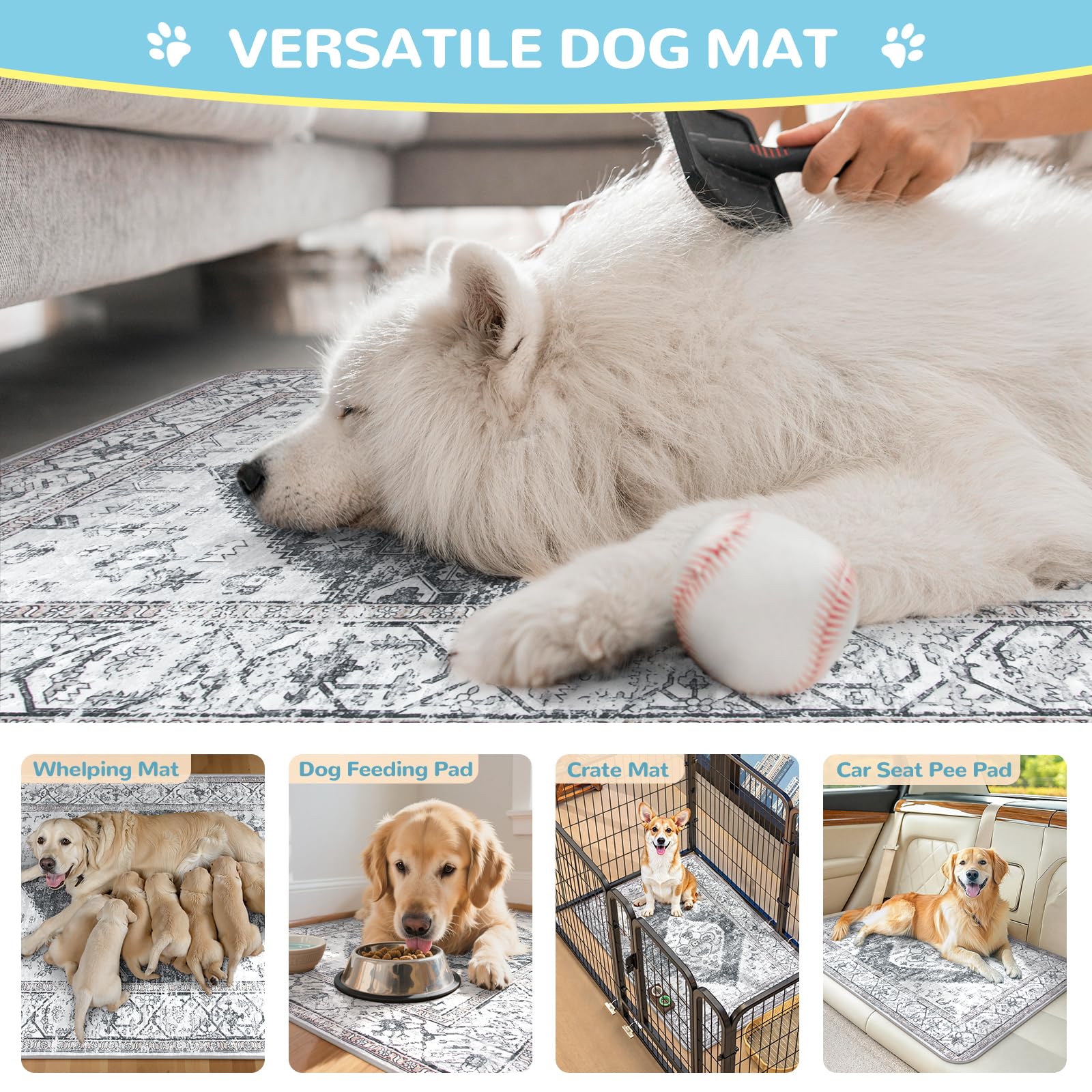 Tapis Lahome Pipi Chien anti-glisse avec grips diamant pour stabilité