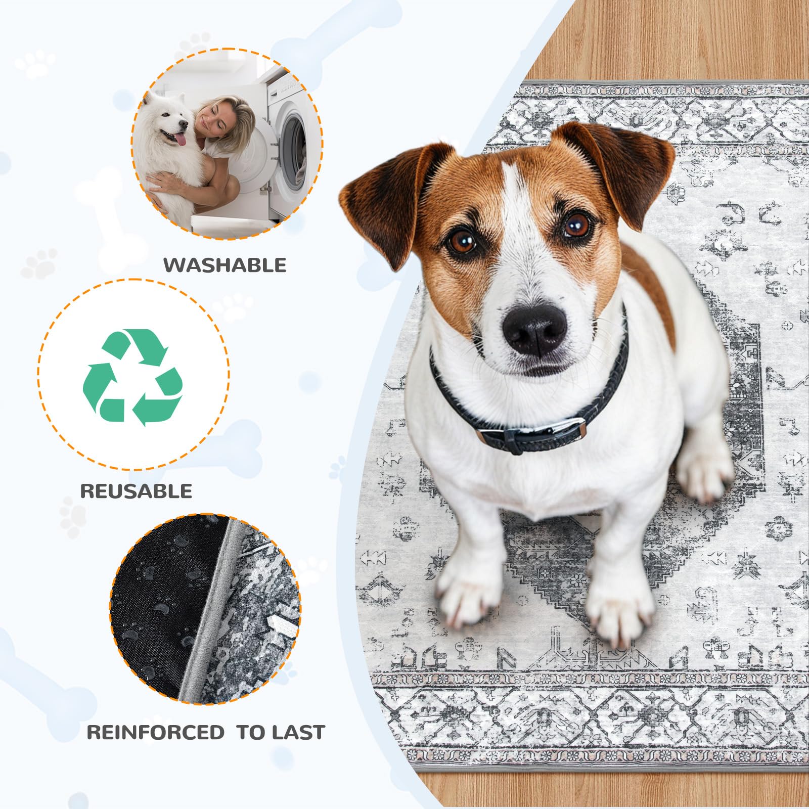 Tapis Lahome Pipi Chien durable, résistant à 1000 lavages