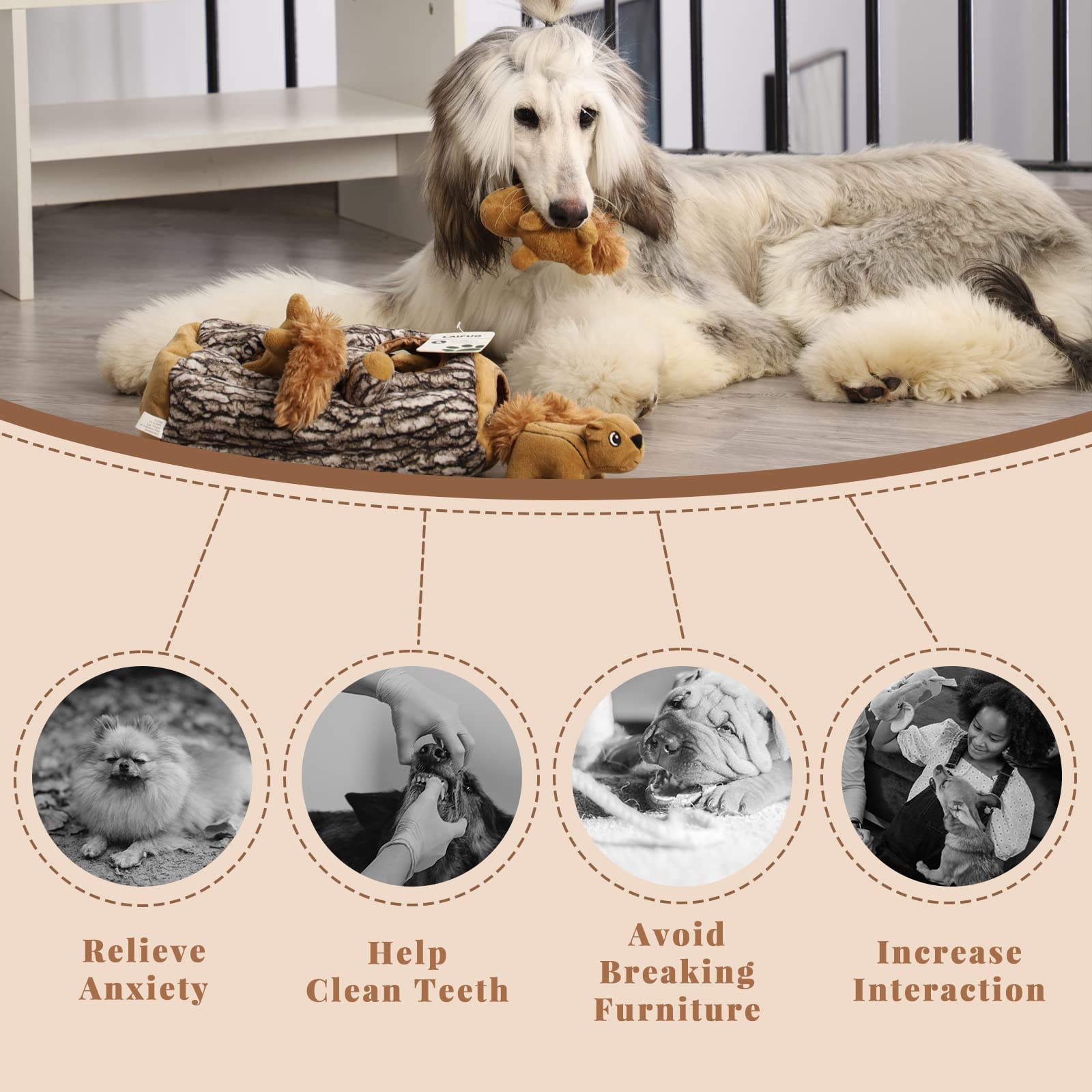 Écureuil peluche interactif Laifug, jouet pour chien et jeu divertissant