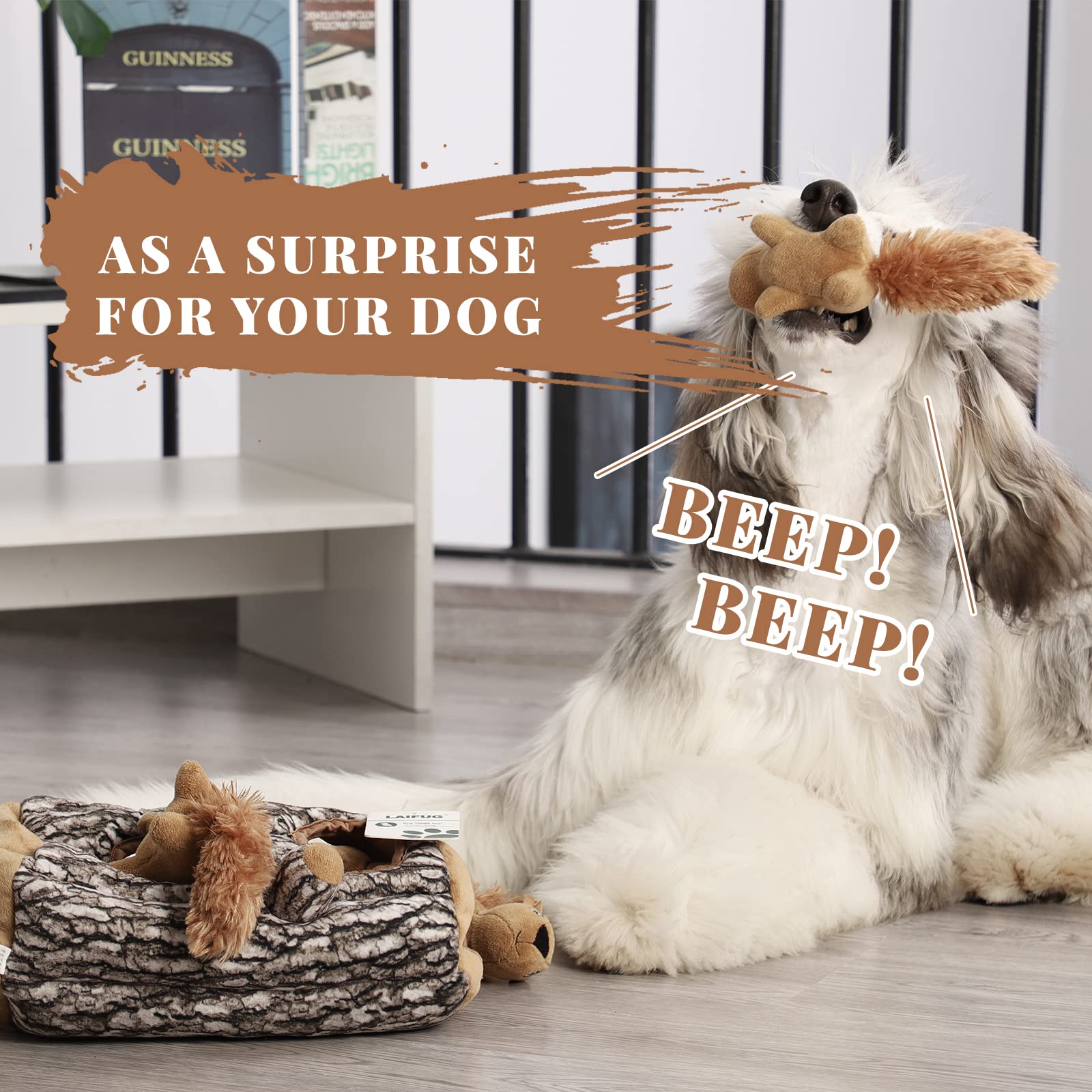 Ensemble-jeu Laifug chien-écureuil peluche, cache-cache apprécié