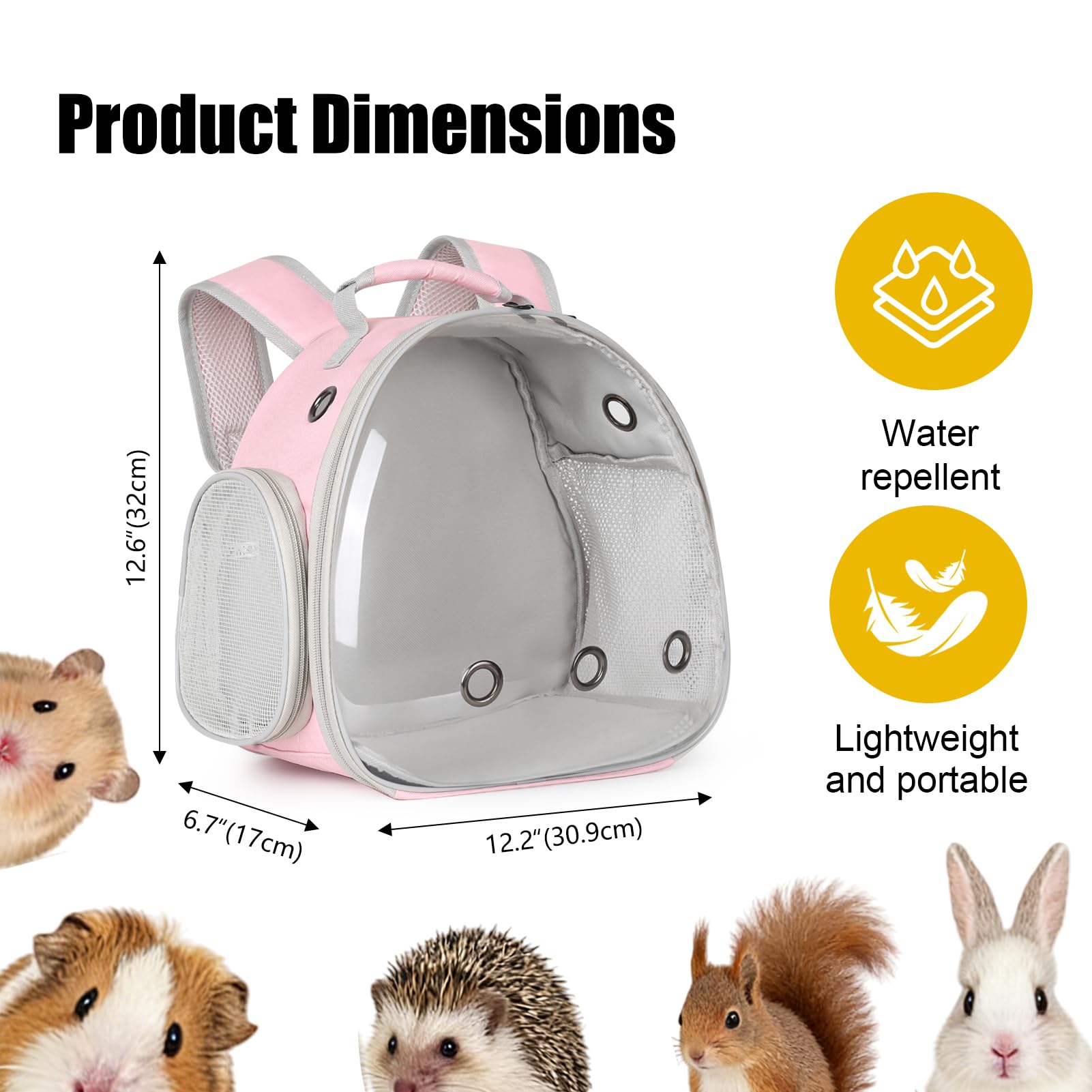 LAIRIES sac d’animaux avec ventilation à trois trous pour air frais.
