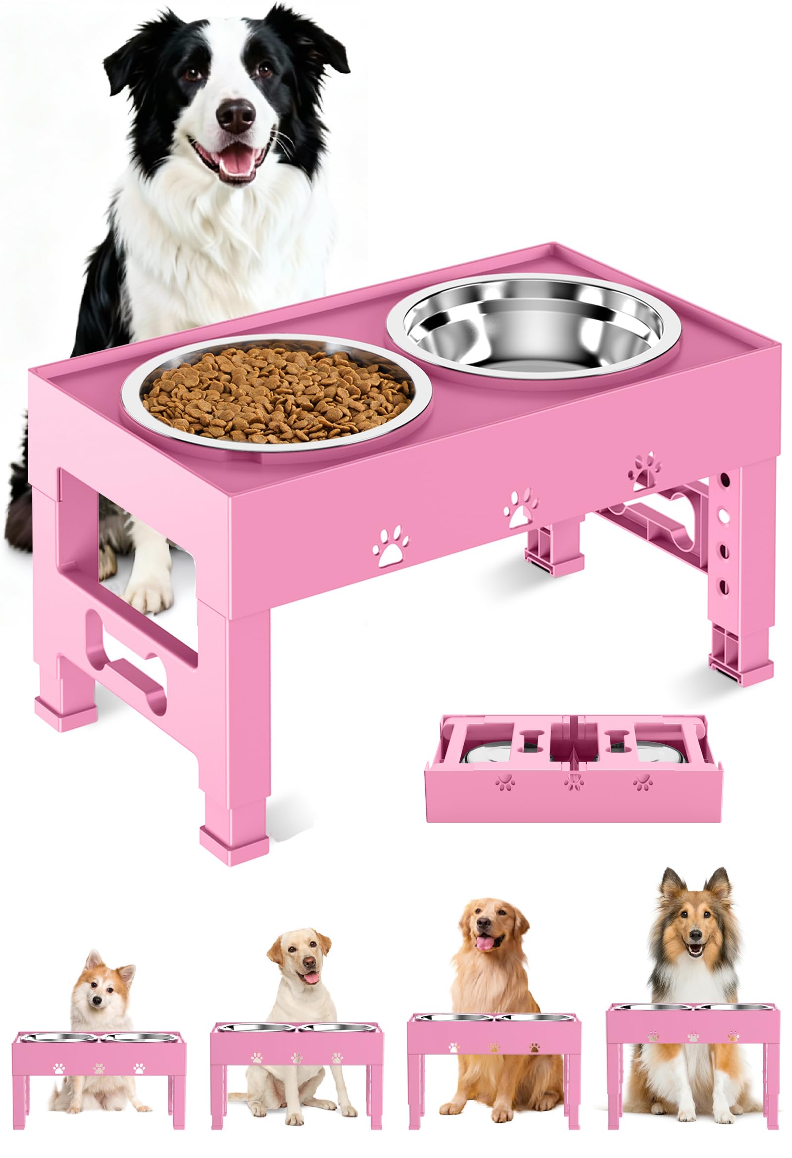 LAKIPETN gamelles surélevées avec bols inox, posture confortable pendant le repas.