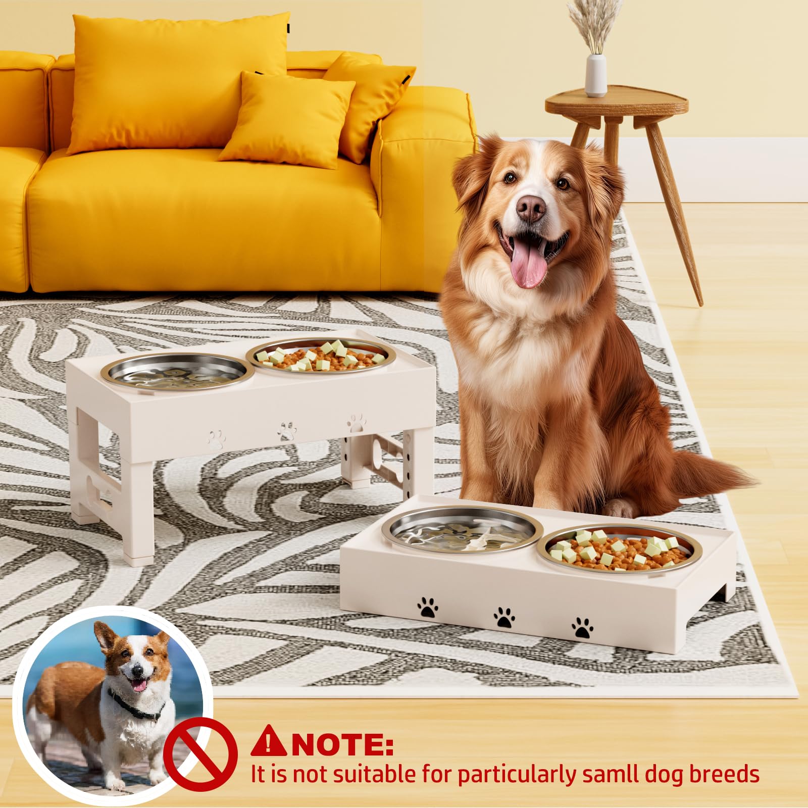 LAKIPETN hauteur ajustable; adaptation facile pour différentes tailles de chien.
