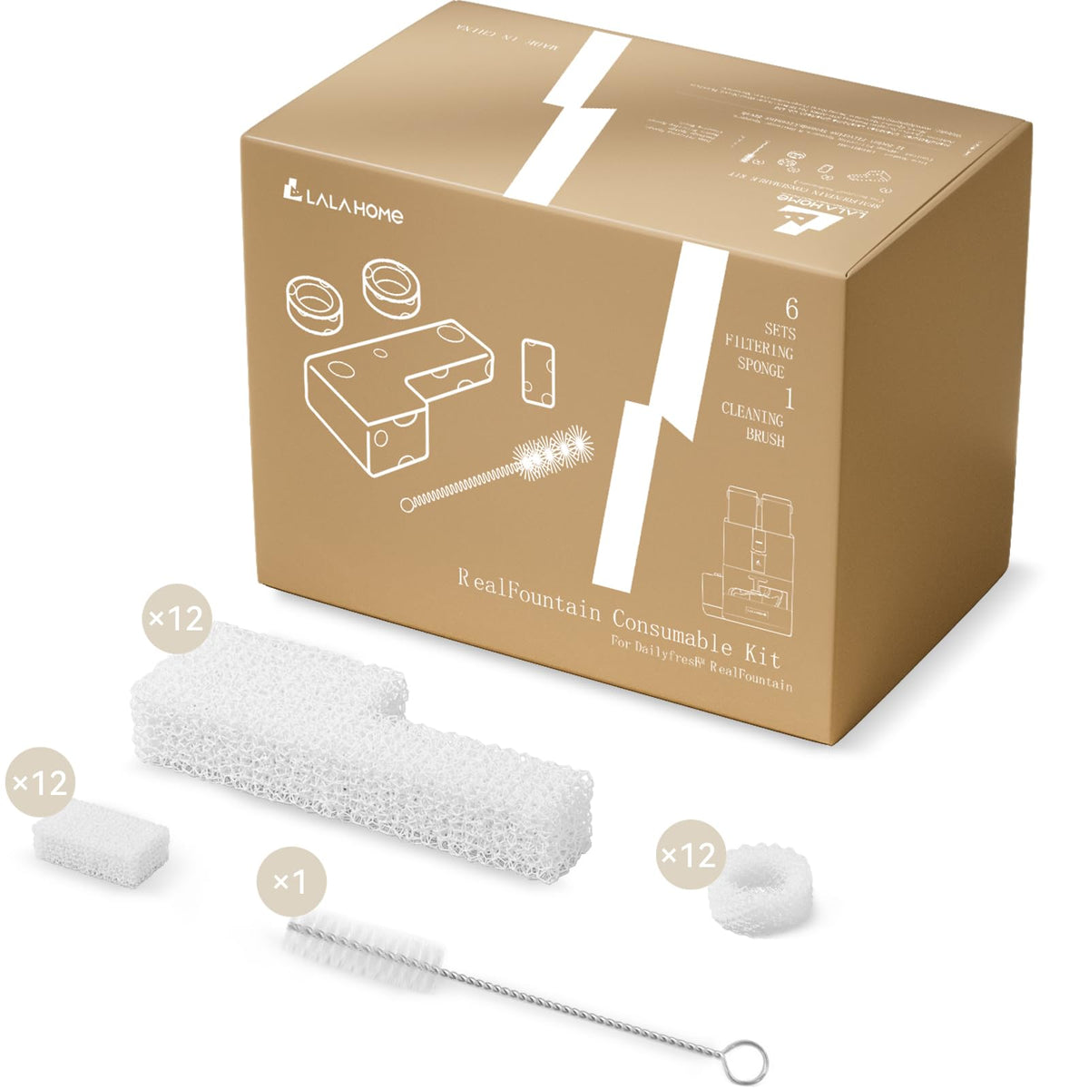 LALAHOME filtre éponge pour fontaine chat—filtration efficace des particules et poils.