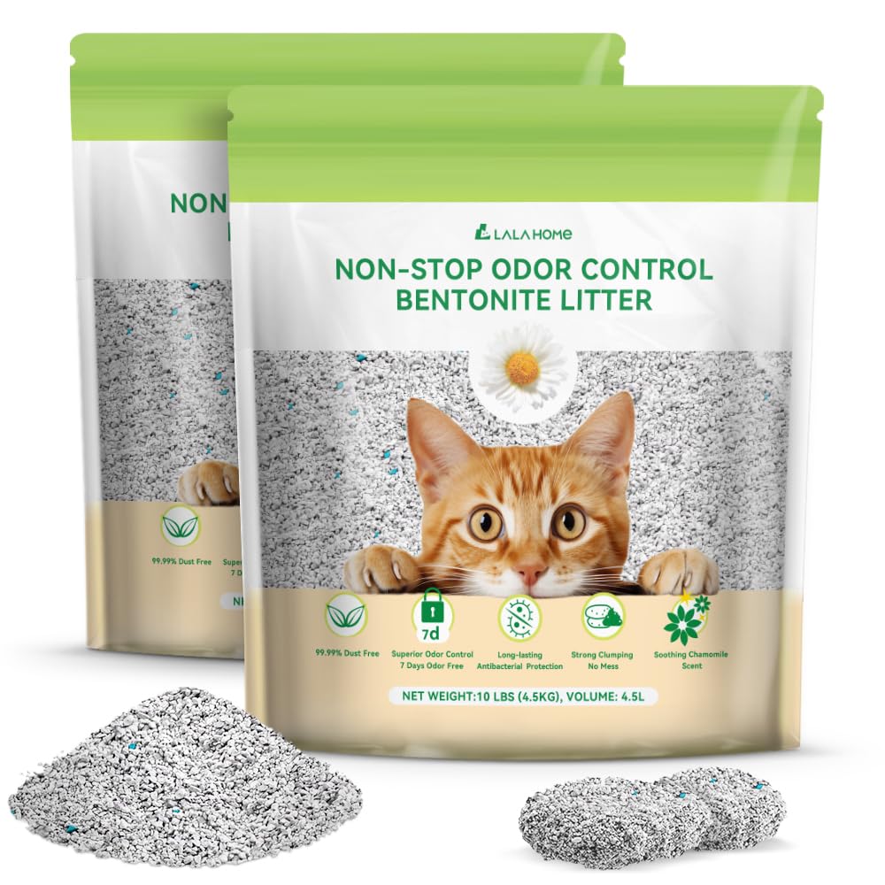 LALAHOME litière Bentonite Odeurs 14 jours : contrôle durable des odeurs.