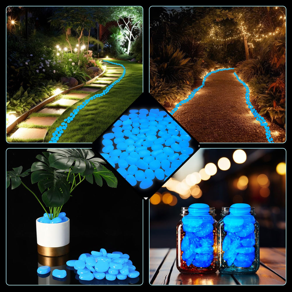 Landical galets bleu lumineux pour chemin et terrasse.
