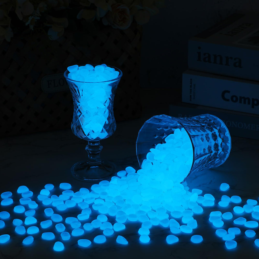 Landical pierres fluorescentes bleues pour décoration extérieure, terrasse lumineuse.