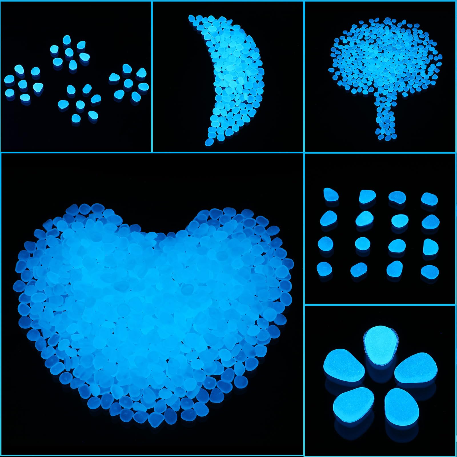 Landical pierres fluorescentes bleues pour bassin ou aquarium, décor vivant nocturne.