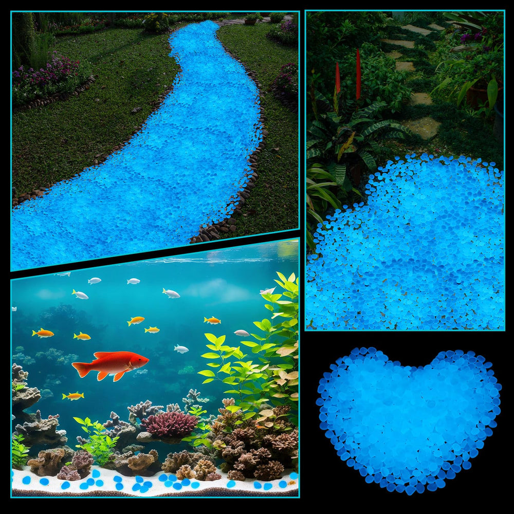 Landical pierres fluorescentes bleues pour aménagement paysager, ambiance lumineuse durable.