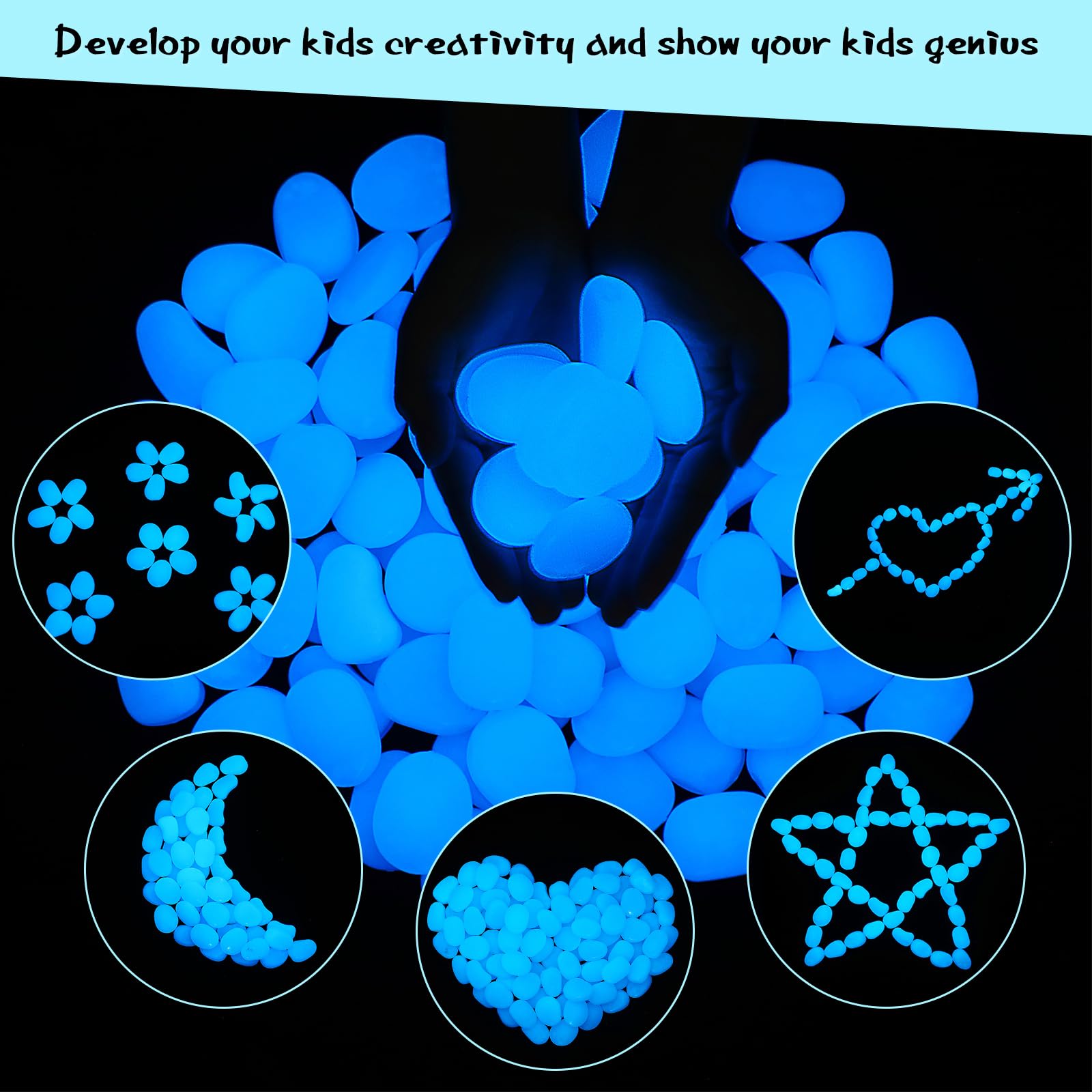 Landical pierres lumineuses bleues pour décor festif et nocturne.
