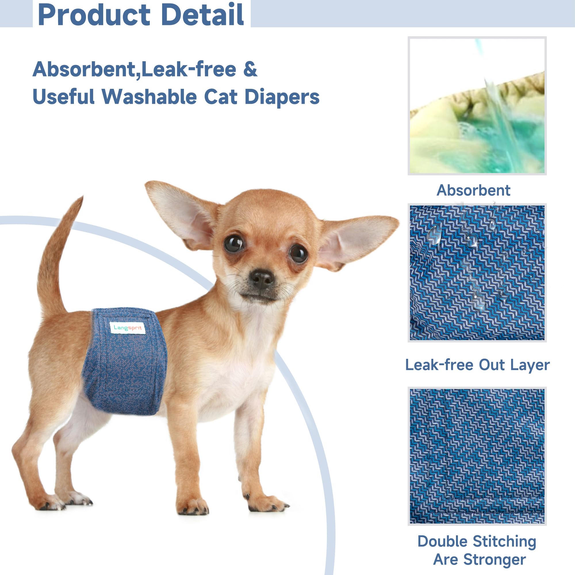 Langsprit bandes-ventre-chien-male impermables: protection contre les fuites à la maison.