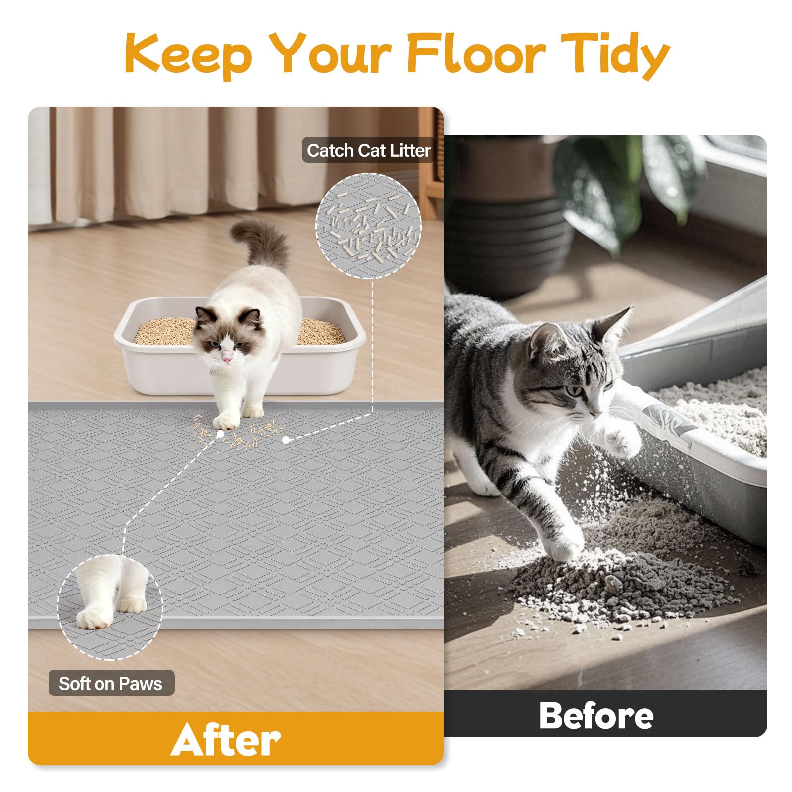 Grand tapis pour plusieurs chats, polyvalent et discret.