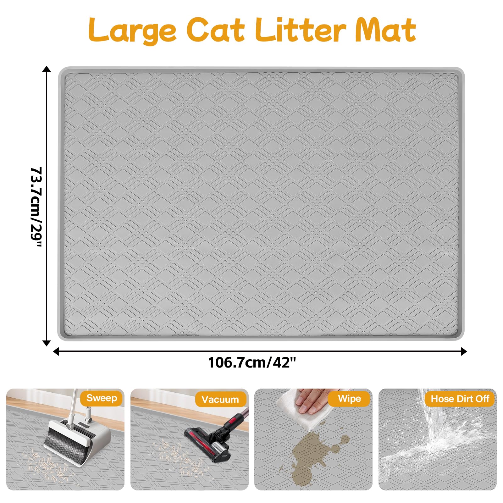 Tapis silicone gris clair Lanstics, surface facile à nettoyer.