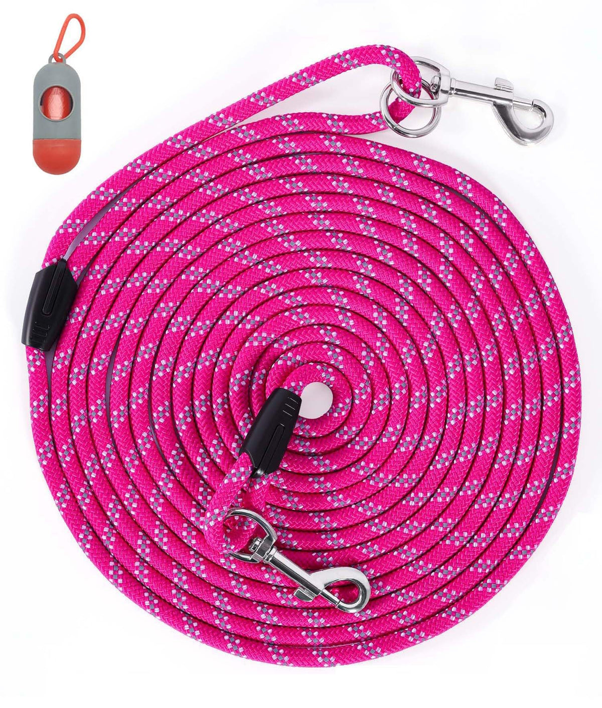 Lanwandeng longe-chien rose vif 20 pieds pour l'entraînement extérieur.
