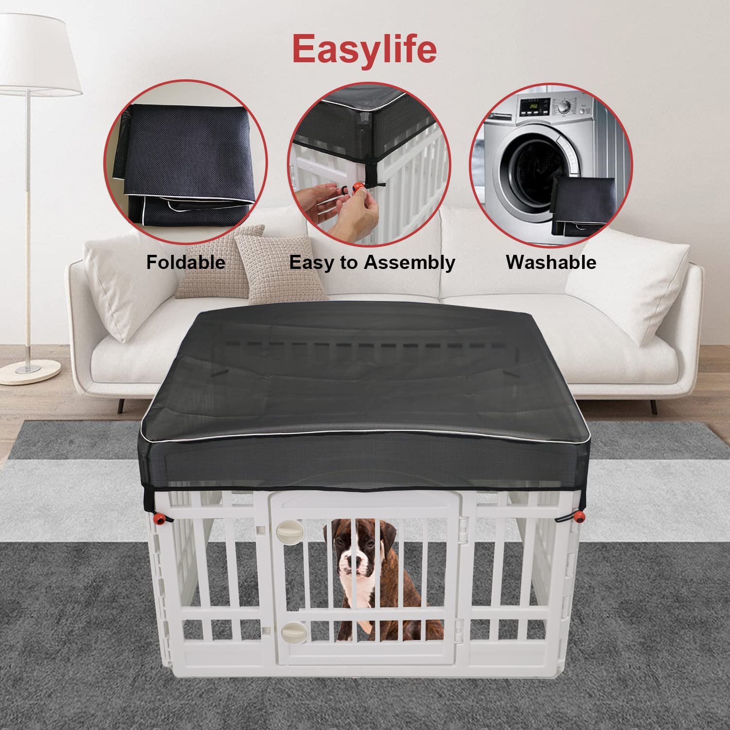 LAOZZ zone de jeu sûre pour chien avec toit.