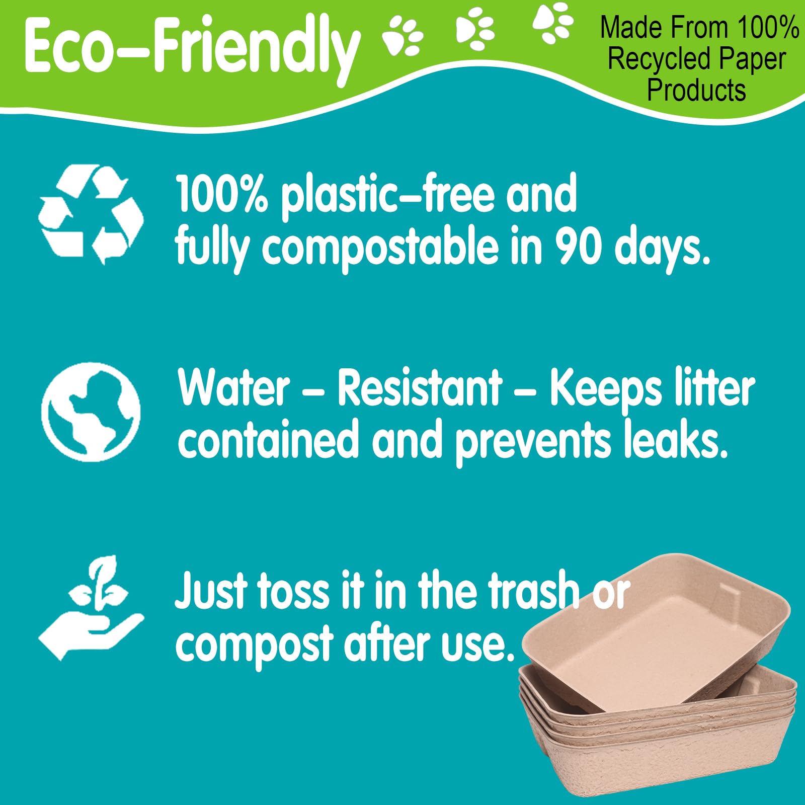 Boite litiere jetable LAPEQQIOJEJ en carton recycle respectueuse de l'environnement