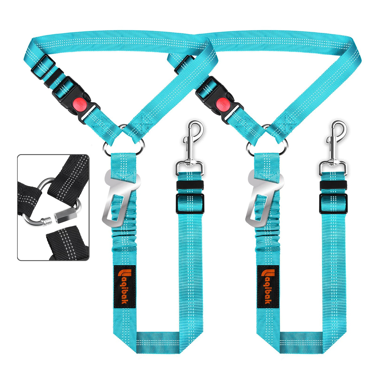 Laqibak harnais ceinture chien voiture 3-en-1 pour trajet sûr.