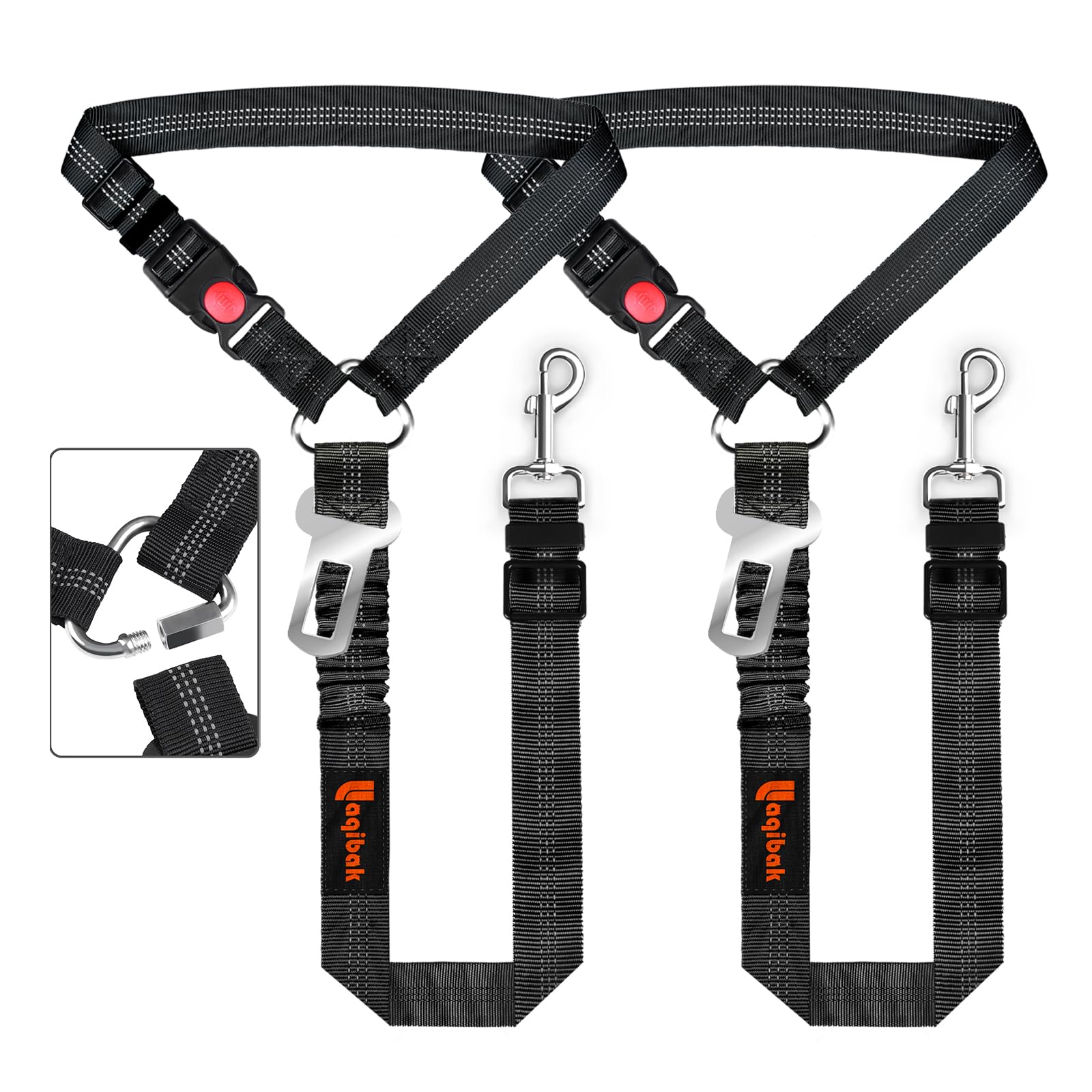 Laqibak harnais-ceinture chien voiture 3-en-1, sécurité et polyvalence pour trajets.