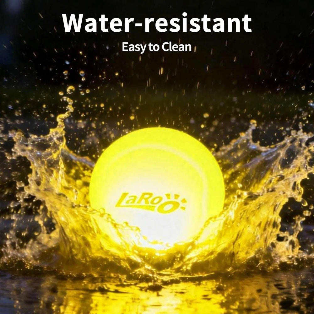 LaRoo balle compatible avec lanceur extérieur, pratique pour fetch nocturne.