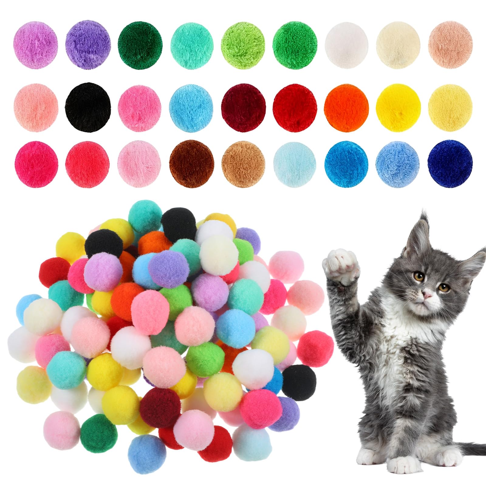 Larrel balles-pompon chat colorées, parfaites pour jeux et stimulation.